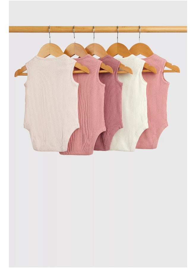 mothercare - Ribbed Sleeveless Bodysuits - 5 Pack - Image 1
