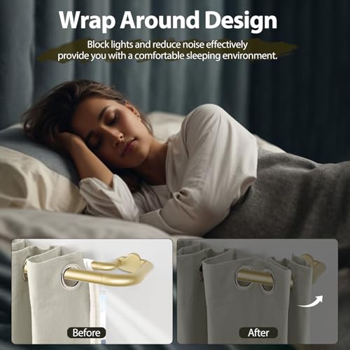 HOTOZON Double Curtain Rods 32 to 115 Inches, HOTOZON Blackout Double Curtain Rods for Windows 83 to 111 Inches (6.9-9.25 ft), 6/8 Inches Wrap Around Room Darkening Telescoping Drapery Rod, Gold - Image 3