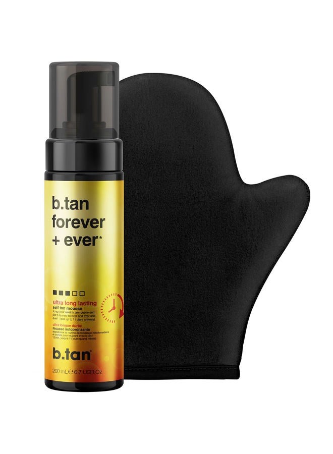 b tan ب.تان موس ذاتي التسمير طويل الأمد & قفاز | حزمة للأبد - موس التسمير بدون شمس يدوم حتى 11 يومًا، قفاز تطبيق التسمير الذاتي، تسمير في ساعة واحدة، تسمير سريع، بدون رائحة اصطناعية، 6.7 أونصة سائلة - Image 1