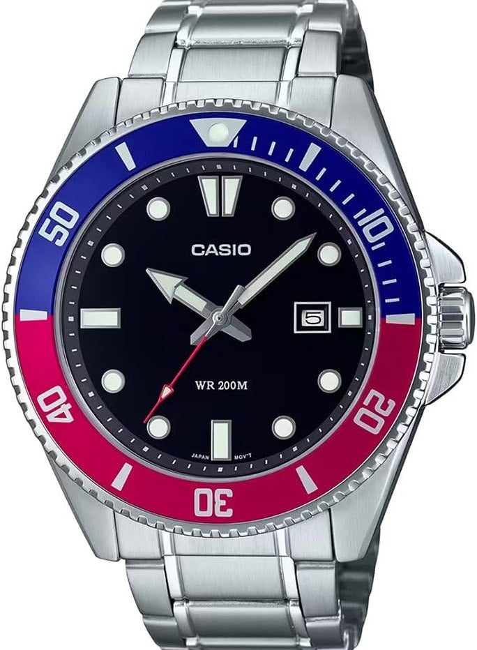 CASIO Analog Quartz Black Dial Stainless Steel Men's Watch MDV-107D-1A3VDF - Image 1