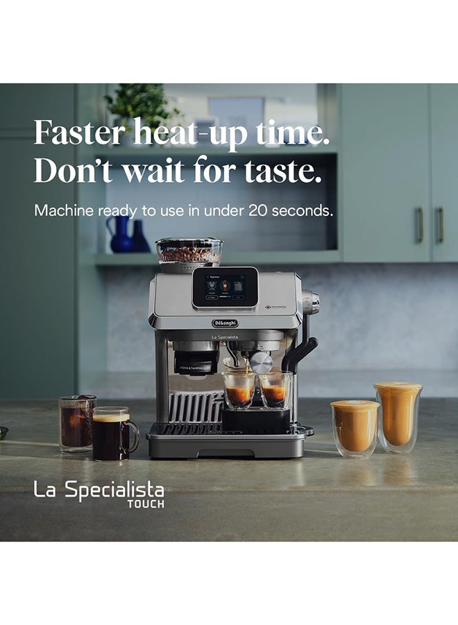 De'Longhi La Specialista Touch Espresso Machine with Advanced Grinder, Bean Adapt, Cold Brew, Active Temp Control, Latte Art, Auto/Manual Milk Frother, Touch Screen, Accessories 1.7 L 1450 W EC9455.M silver - Image 2