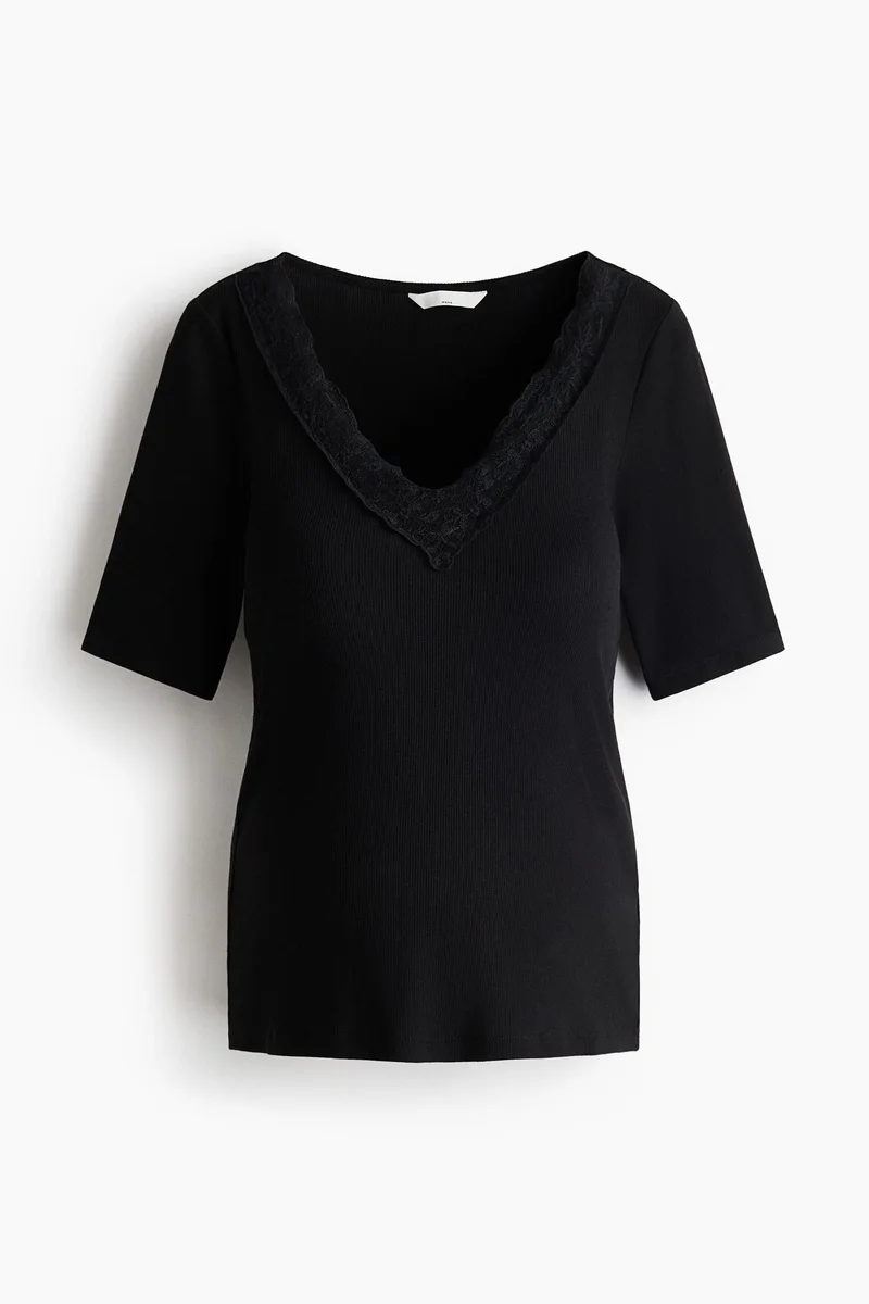 H&M MAMA Ribbed V-neck top