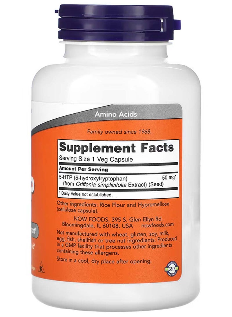 now 5-HTP, Supports Positive Mood, 50 mg, 180 Veggie Capsules - Image 2