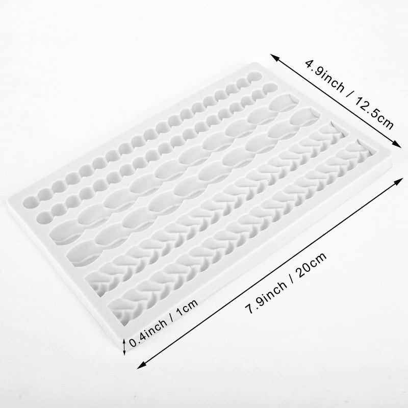 Beasea Silicone Rope Mold  Pearl Mold for Fondant Silicone Pie Crust Mold  Gary Lace Chain Molds Rope Border Fondant Braid Mold for Cake Decorating Sugarcraft Mould Pastry Pies Chocolate Toppers - Image 2