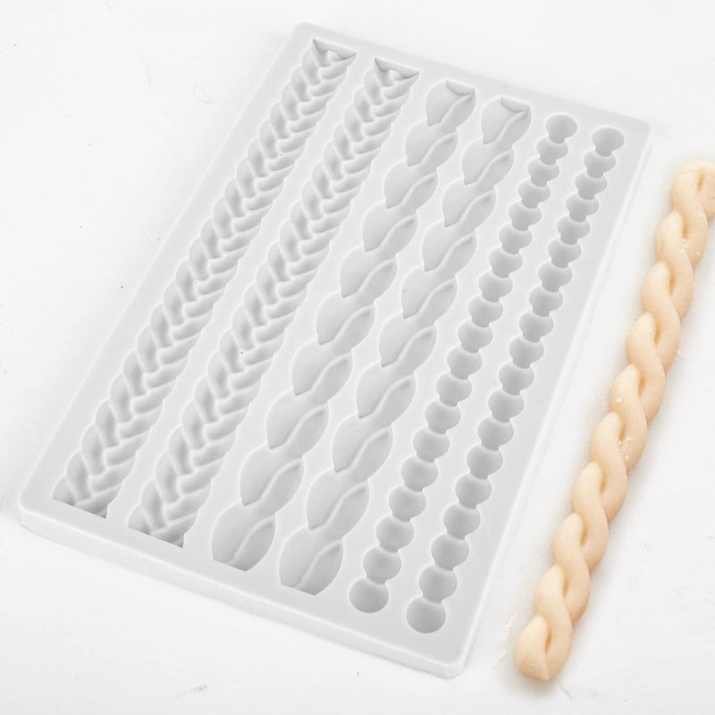 Beasea Silicone Rope Mold  Pearl Mold for Fondant Silicone Pie Crust Mold  Gary Lace Chain Molds Rope Border Fondant Braid Mold for Cake Decorating Sugarcraft Mould Pastry Pies Chocolate Toppers - Image 5