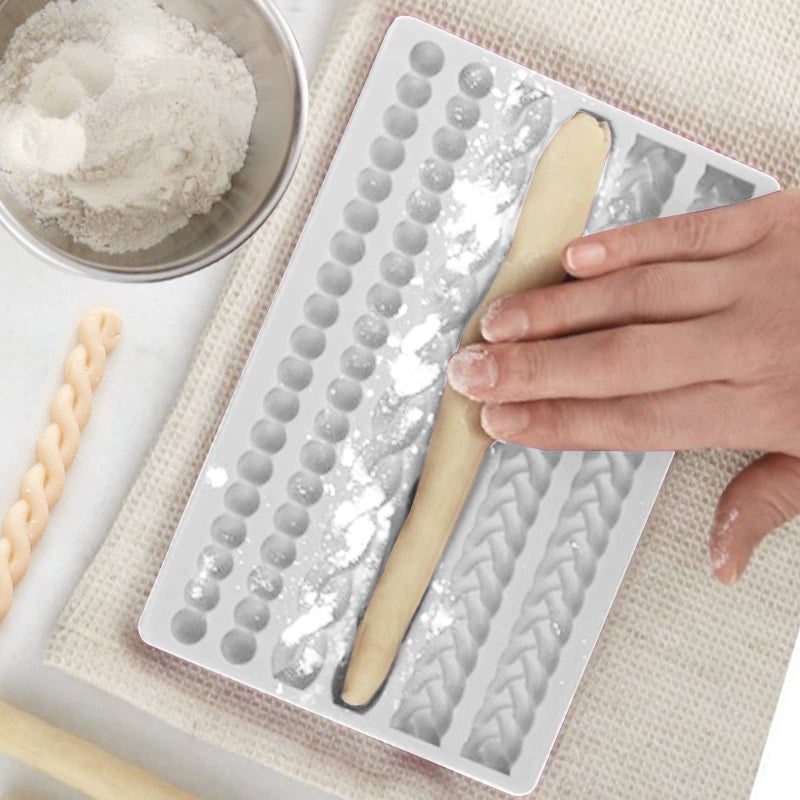 Beasea Silicone Rope Mold  Pearl Mold for Fondant Silicone Pie Crust Mold  Gary Lace Chain Molds Rope Border Fondant Braid Mold for Cake Decorating Sugarcraft Mould Pastry Pies Chocolate Toppers - Image 4