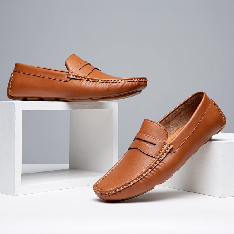 Vostey Men's Loafers Slip on Shoes Brown Loafers Driving Loafers Casual Penny Loafers for Men (BMY3002 Brown 10) - Image 3