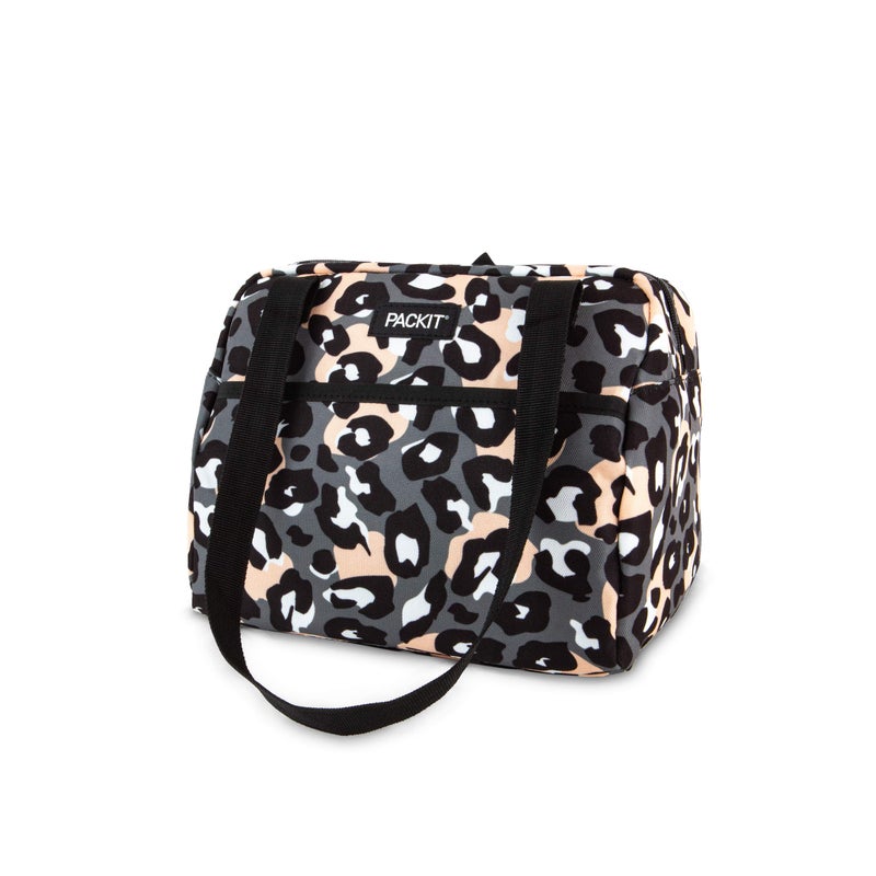 PackIt Freezable Hampton Lunch Bag, Wild Leopard Gray, Built with EcoFreeze Technology, Collapsible, Reusable, Zip Closure with Front Pocket and Shoulder Straps, Perfect for Tweens and Adults - Image 2