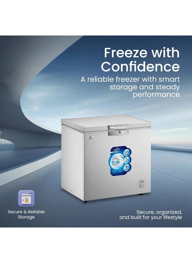 STAR TRACK STAR TRACK Chest Freezer 275L ST-CFW-275L | Deep Freezer with Hinged Top Door & Inner Sliding Glass | -18°C Freezing | Manual Defrost | R600a | External Condenser | 1 Basket | White | LED Light  - Image 3