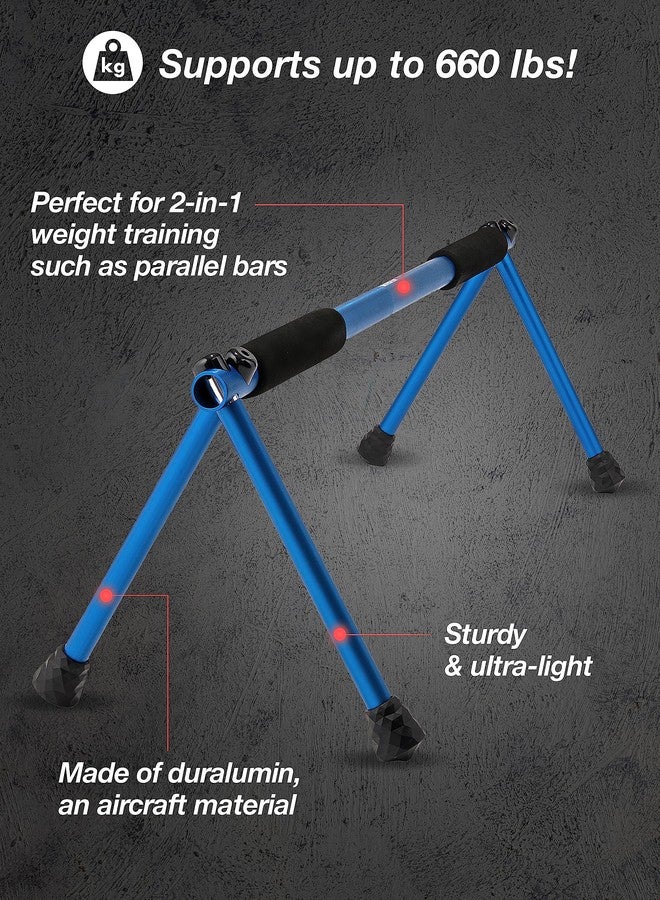 WITHGEAR Folding Push Up Bar Swan Blue | Portable & Lightweight Sturdy Duralumin Metal Pushup Bar Stand w/Carry Bag | Home Workout Equipment Push Up Bars for Men and Women | Push Up Handles for Floor - Image 4