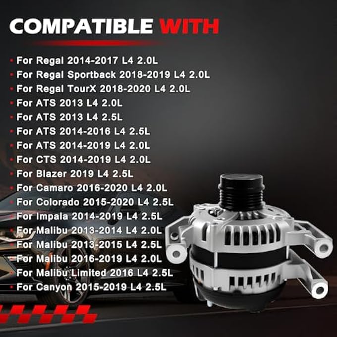 Autodevil 11682 Alternator Fit for Regal 2014-2017 & Regal TourX 2018-2020 & Regal Sportback 2018-2019, for ATS 2013-2019, for Malibu 2013-2019, 150Amp 12V Automotive Alternator OE 11682N 1042101960 - Image 2