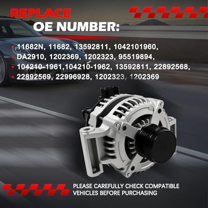 Autodevil 11682 Alternator Fit for Regal 2014-2017 & Regal TourX 2018-2020 & Regal Sportback 2018-2019, for ATS 2013-2019, for Malibu 2013-2019, 150Amp 12V Automotive Alternator OE 11682N 1042101960 - Image 3