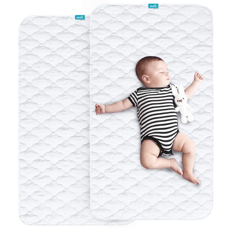 Waterproof Crib Mattress Protector Pad Cover 2 Pack 28 x 52 Anti Slip  Absorbent Waterproof Bed Pads for Standard CribToddler Bed Quilted Machine Washable Quilted Improved Thickness White