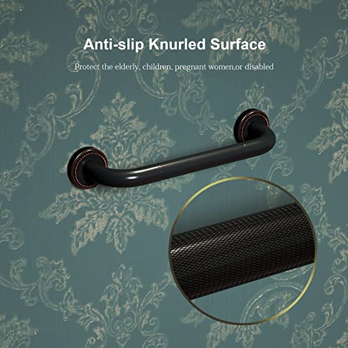 ZUEXT 12 Inch Anti Slip Bronze Shower Grab Bar Oil Rubbed Black,ZUEXT Antique Brass Bathroom Grab Bar, Knurled Bathroom Balance Bar,Safety Hand Rail Support Handicap Elderly Injury Senior Assist Bath Handle - Image 4