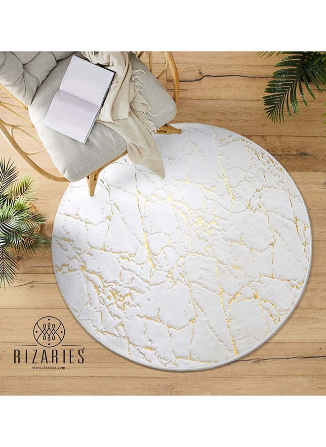 RIZARIES - SuperSoft Imitation Rabbit Fur Bronzing Round Centerpiece (Rug) - Image 1
