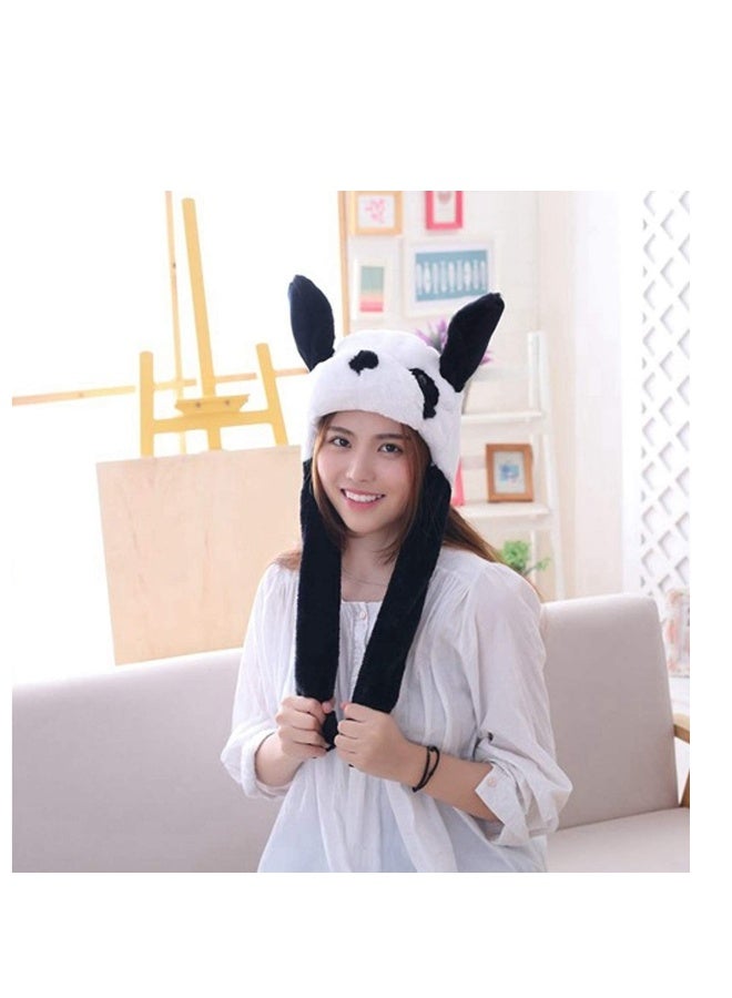 Cute Plush Panda Hat Ear Moving Jumping Funny Plush Faux Fur Panda Hat Panda Cap - Image 2