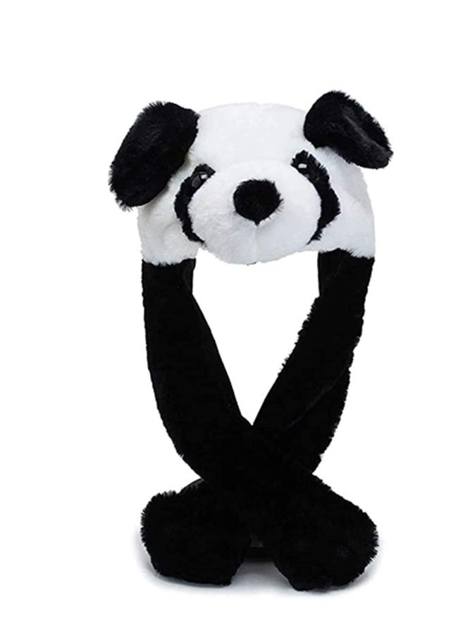 Cute Plush Panda Hat Ear Moving Jumping Funny Plush Faux Fur Panda Hat Panda Cap - Image 1