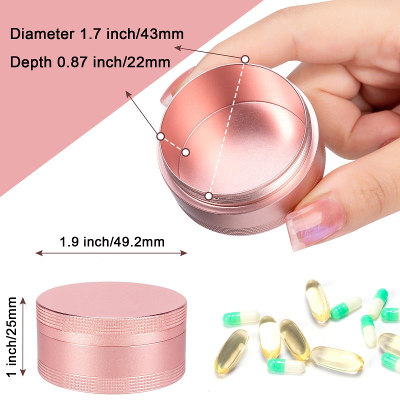 SOBAHIDO Portable Pill Box Pill Case Daily - Waterproof Single Metal Pill Container for Pocket Purse, Aluminium Alloy Round Daily Medicine Organizer to Hold Vitamins, Fish Oil, Medicine Medium Size - Image 2