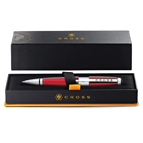 Cross Edge Red Rollerball Pen with Chrome Trim - Refillable, Medium Point, Black Ink,Premium Box - Image 4