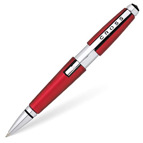Cross Edge Red Rollerball Pen with Chrome Trim - Refillable, Medium Point, Black Ink,Premium Box - Image 1