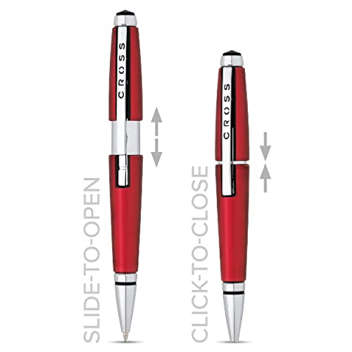 Cross Edge Red Rollerball Pen with Chrome Trim - Refillable, Medium Point, Black Ink,Premium Box - Image 3