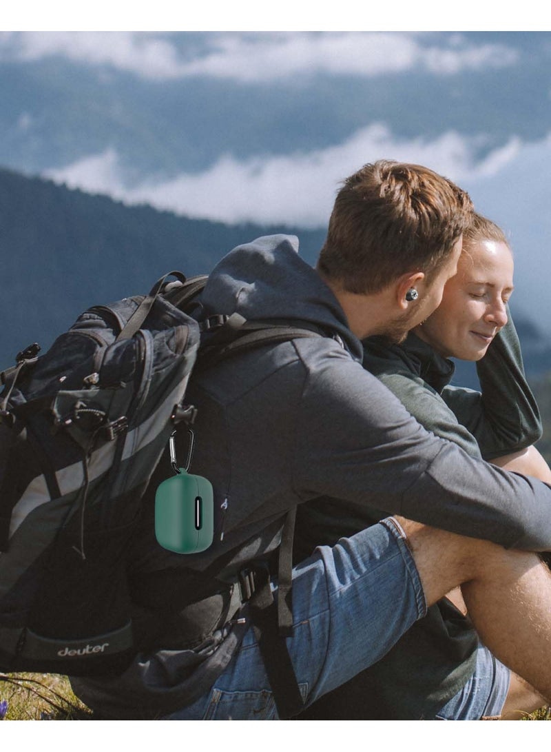 Compatible Case Cover for Anker Soundcore R50i NC / Anker P30i, Soft Silicone Shockproof Protective Case with Carabiner, Front LED Visible, Anti-Scratch Sleeve for Wireless Earbuds – Green - Image 2