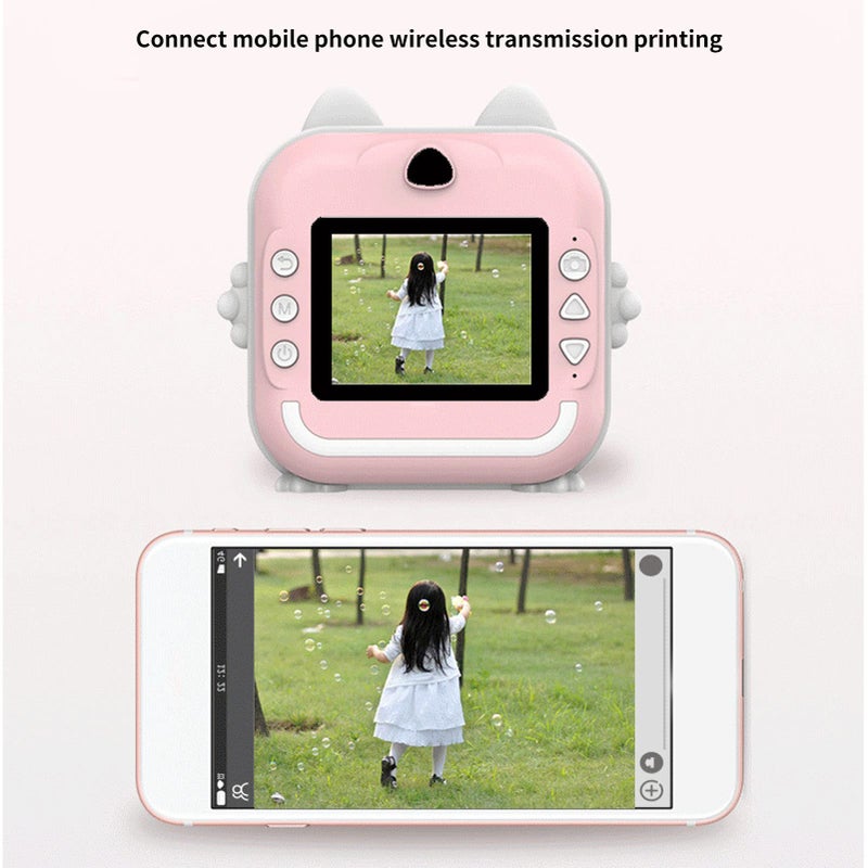 Digital Print Camera: Pink 24MP HD 1080P Video - One Button Operation Non Angular Anti Blue Light Design Kids Camera for Children’s Daily Play Holiday Gift Giving - Image 3