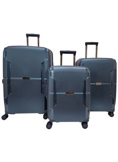 Track Luggage Set of 3 Hard Shell PP Expandable Lightweight Travel Suitcase Trolley With 4 Double Wheels & TSA Lock  - Image 1
