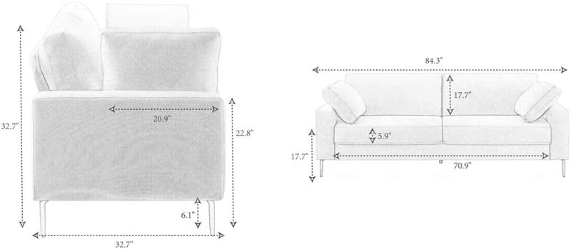 Comfynest Modern Mid-Century 84 Sofa in Rust - Image 2