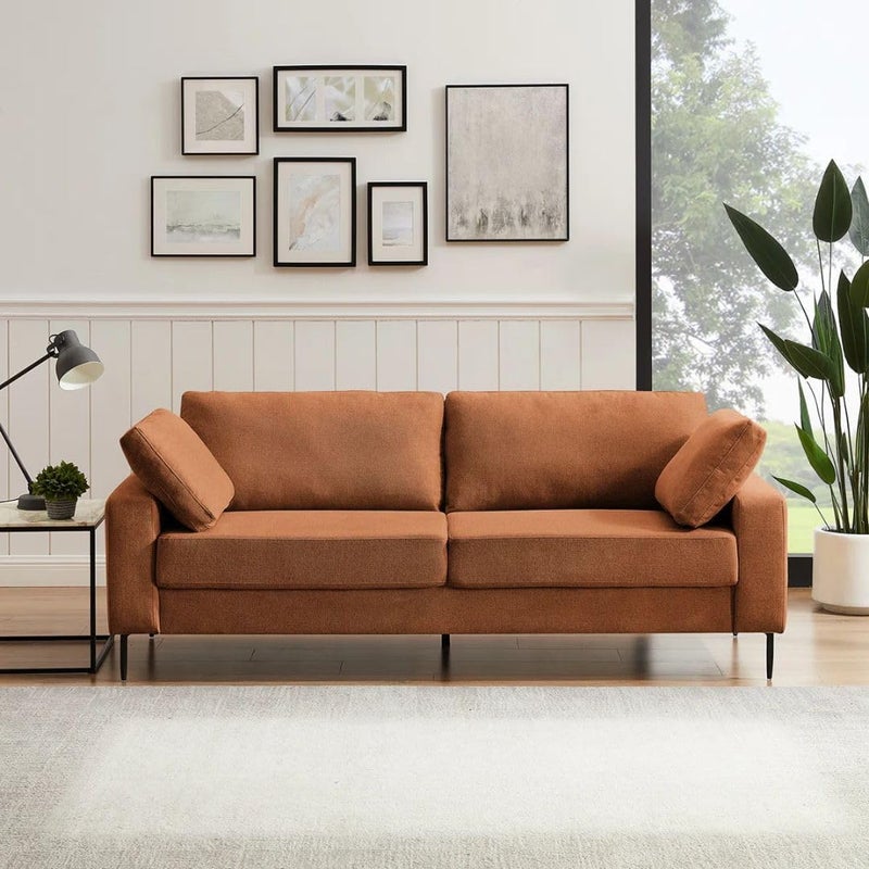 Comfynest Modern Mid-Century 84 Sofa in Rust - Image 3