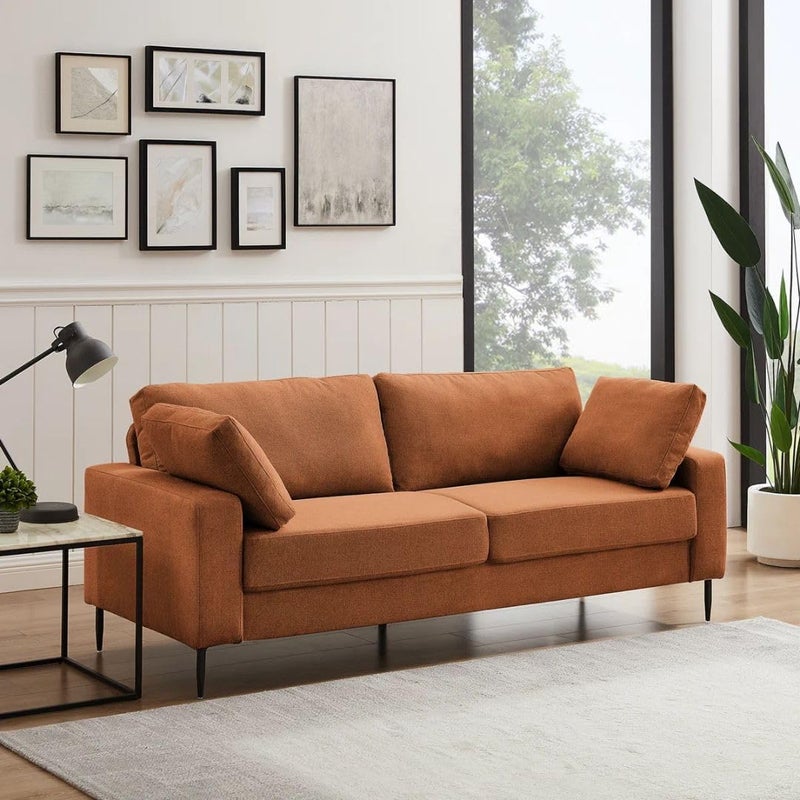 Comfynest Modern Mid-Century 84 Sofa in Rust - Image 1