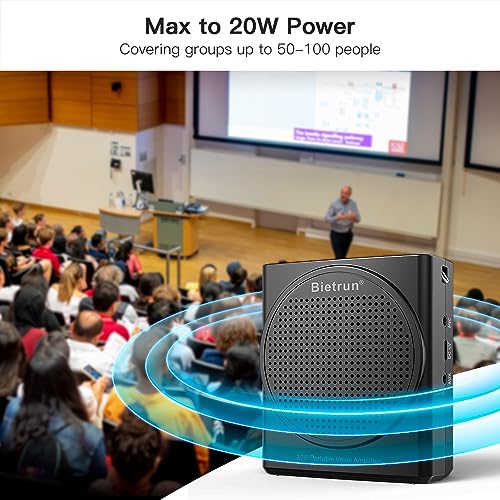 Bietrun Bluetooth Voice Amplifier for Teachers, Portable Rechargeable Mini Voice Amplifier with Wired Microphone Headset, PA System Megaphone Speaker for Teachers, Singing, Training, Presentation, Tour Guide - Image 2