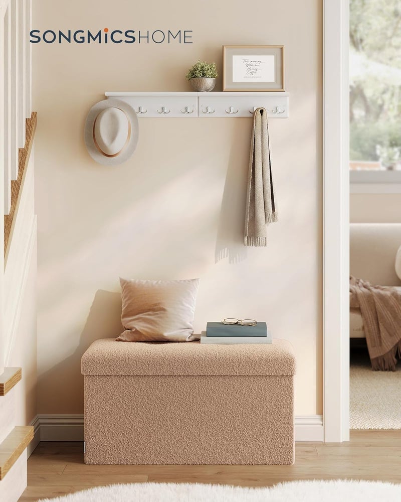 SONGMICS HOME Storage Ottoman Bench, Storage Chest, End of Bed Bench, Load up to 660 lb, for Living Room, Bedroom, Entryway, Camel Brown - Image 3