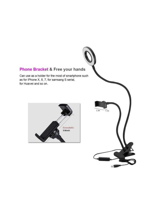 Generic Portable Selfie Ring Light, 360° Long Arm Table Desktop Clip LED Fill-in Light with Cellphone Holder for Live Stream Makeup  - Image 5