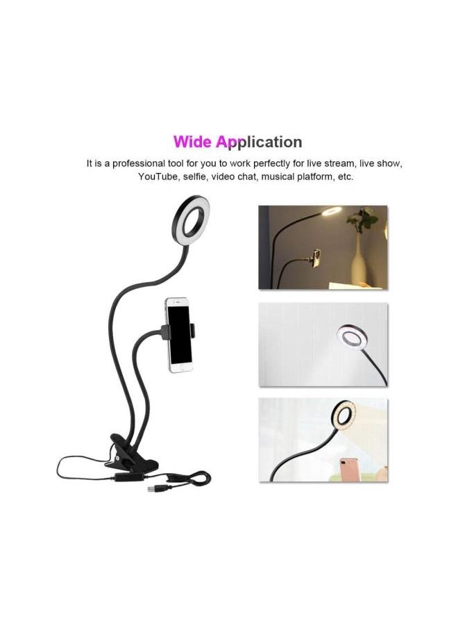 Generic Portable Selfie Ring Light, 360° Long Arm Table Desktop Clip LED Fill-in Light with Cellphone Holder for Live Stream Makeup  - Image 3