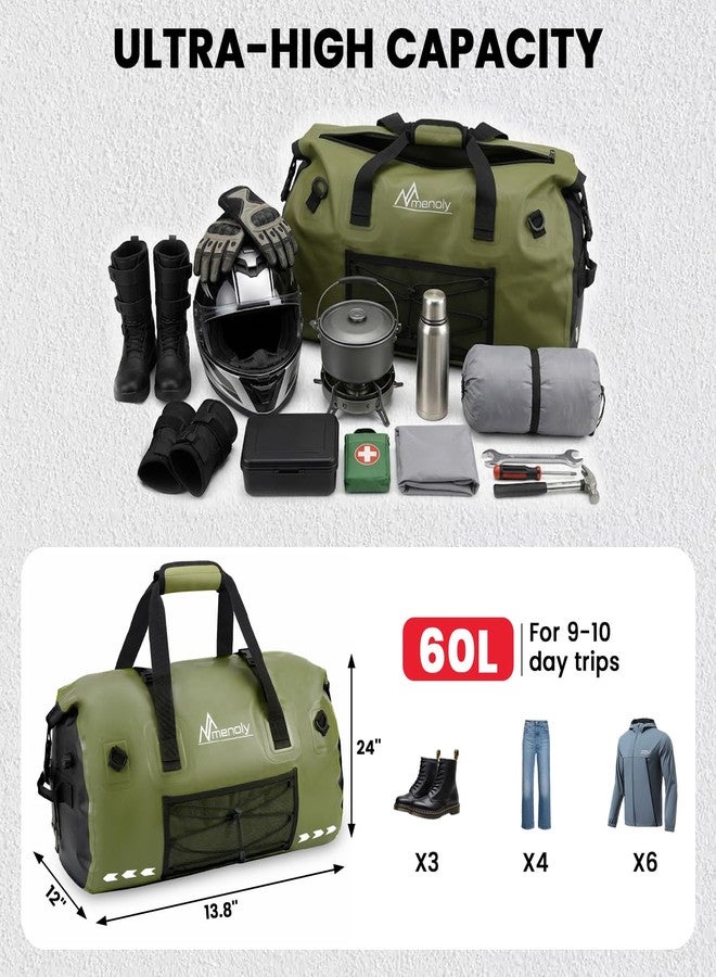 MENOLY 60L Waterproof Duffel Bag - Large Motorcycle Dry Bag Backpack, Roll Top Heavy Duty Travel Bag with Shoulder Straps for Riding, Kayaking, Camping & Travel - Image 2