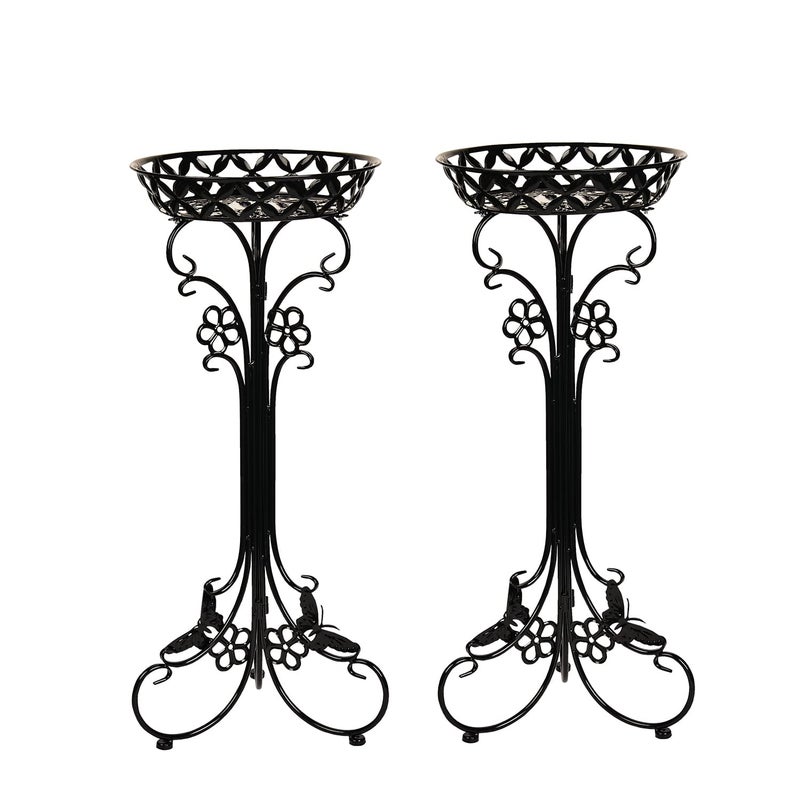 Sungmor Lightweight Metal Flower Pot Stands  2 Pack 297 Inches Tall White Plant Stand  Rustproof Potted Plant Holder Container Support  Indoor  Outdoor Elegant Corner Decorative Display Rack