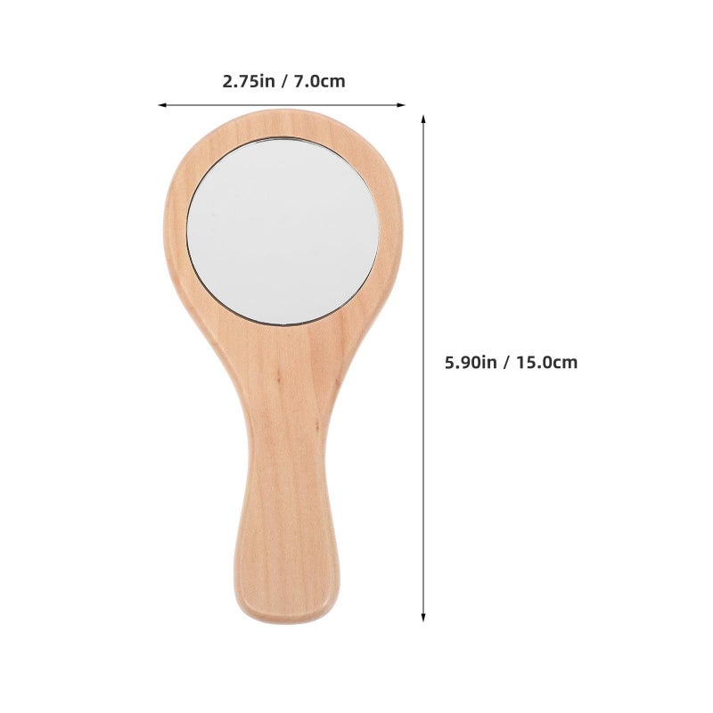 Handheld Mini Makeup Mirror 3PCS Solid Wood Frame Compact Pocket Portable Vanity Travel Daily Mirror - Image 3
