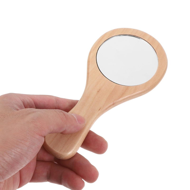 Handheld Mini Makeup Mirror 3PCS Solid Wood Frame Compact Pocket Portable Vanity Travel Daily Mirror - Image 5