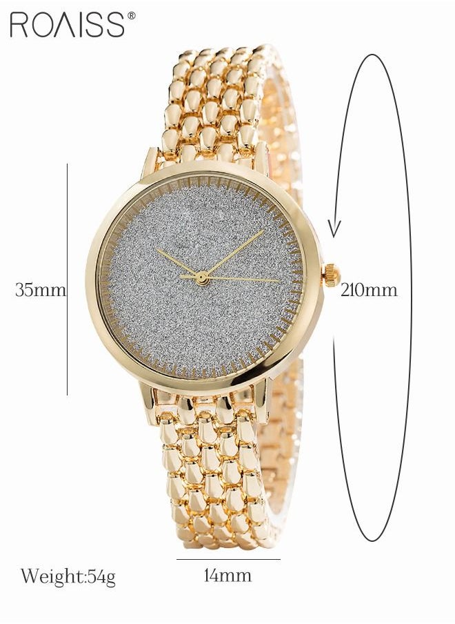 roaiss Women's Alloy Strap Bracelet Watch Analog Display Round Dial Quartz Watch with Bracelets and Rhinestones Decoration Elegant 3 Pieces Watch Set as Gift for Women  - Image 4