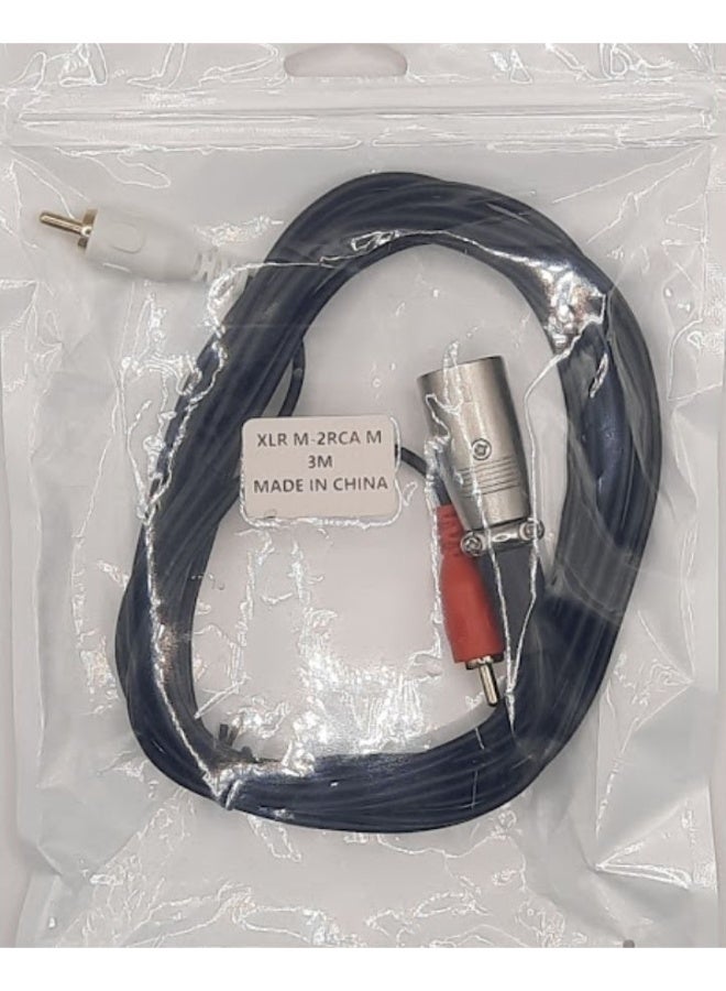 كابل من 3 دبابيس XLR ذكر إلى 2xRCA ذكر (3 أمتار) - Image 2