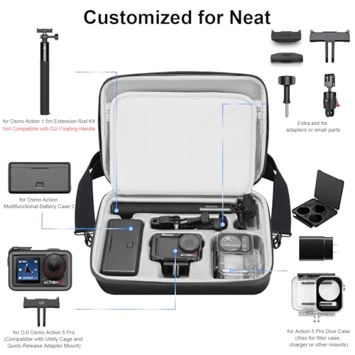 AMAZEAR Carrying Case for DJI Osmo Action 5 Pro,DJI Action5 Pro Accessories Protector Compact Hard Shell Carry Bag Portable for Travel or Home Store, Compatible with Action 3, Action 4 Camera, Black - Image 2