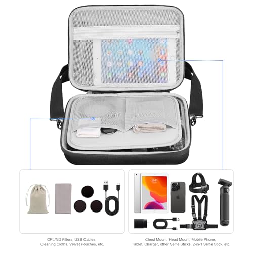 AMAZEAR Carrying Case for DJI Osmo Action 5 Pro,DJI Action5 Pro Accessories Protector Compact Hard Shell Carry Bag Portable for Travel or Home Store, Compatible with Action 3, Action 4 Camera, Black - Image 3