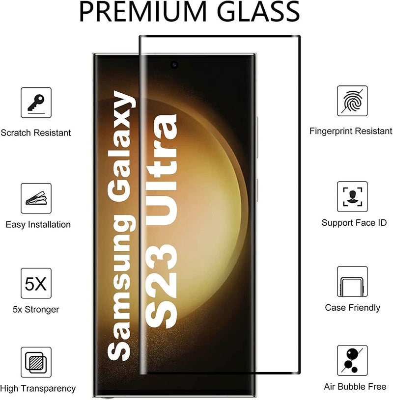 STP FEEL® Advanced HD+ Black Border Tempered Glass Screen Protector Compatible for Samsung Galaxy S23 ultra 5G (6.8 Inch, Pack of 1) | Full Screen Coverage (except edges) Screen Protector Guard - Image 3