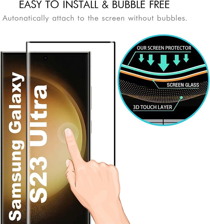 STP FEEL® Advanced HD+ Black Border Tempered Glass Screen Protector Compatible for Samsung Galaxy S23 ultra 5G (6.8 Inch, Pack of 1) | Full Screen Coverage (except edges) Screen Protector Guard - Image 5