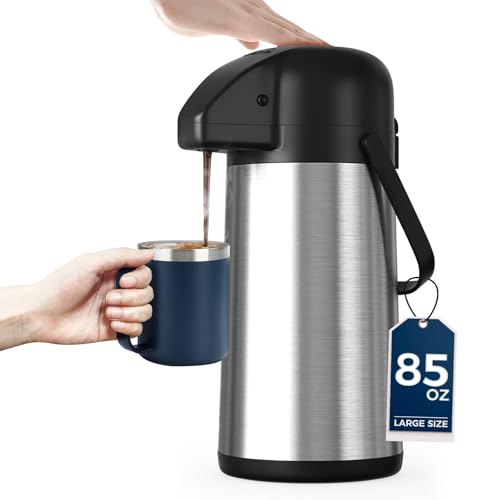 Gezoss Coffee Carafe for Keeping Hot - Gezoss 85OZ / 2.5L Airpot Coffee Dispenser with Pump - Large Coffee Carafe for Hot Drinks Tea Liquid - Insulated Stainless Steel Hot Water Beverage Urn for Parties - Image 1