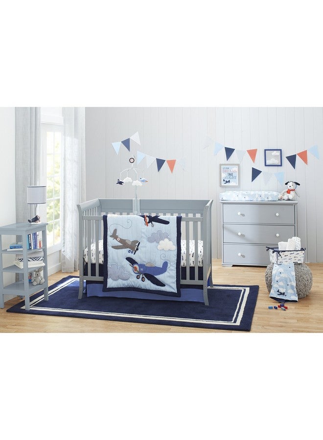 Carter's Take Flight Airplane/Cloud/Star Super Soft Changing Pad Cover, Blue, Navy, White, - Image 5