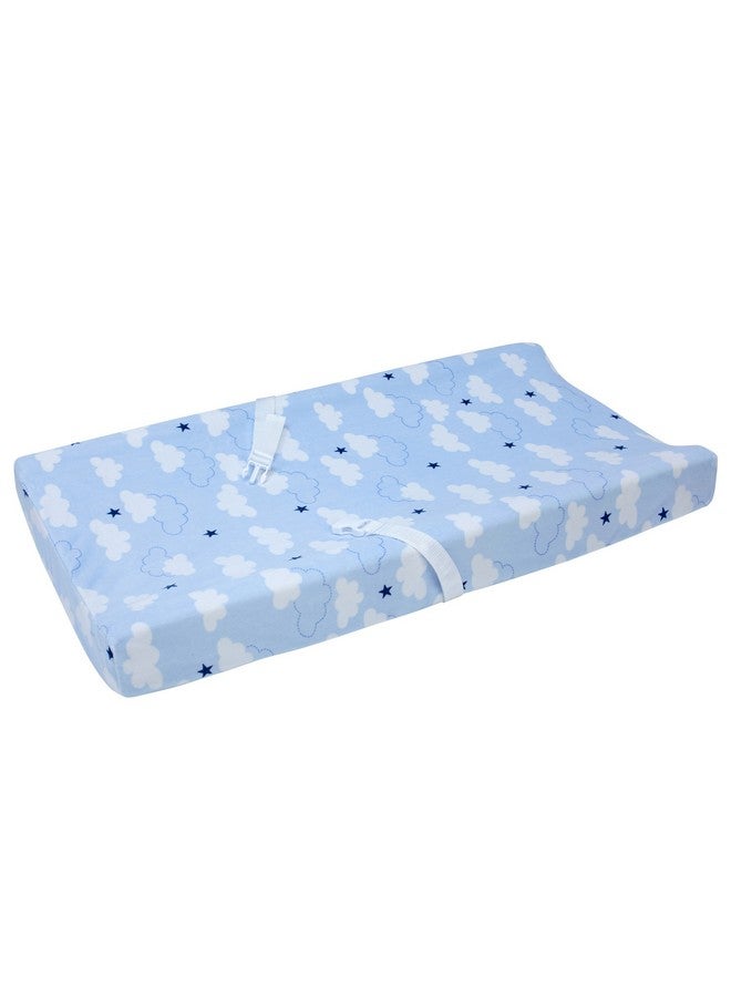 Carter's Take Flight Airplane/Cloud/Star Super Soft Changing Pad Cover, Blue, Navy, White, - Image 1