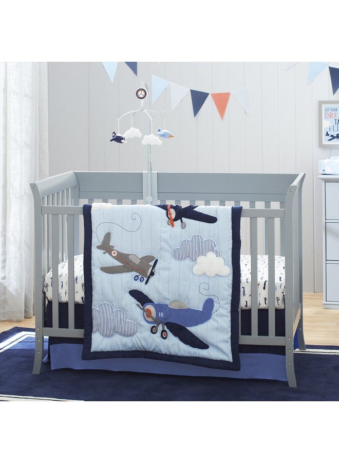 Carter's Take Flight Airplane/Cloud/Star Super Soft Changing Pad Cover, Blue, Navy, White, - Image 4