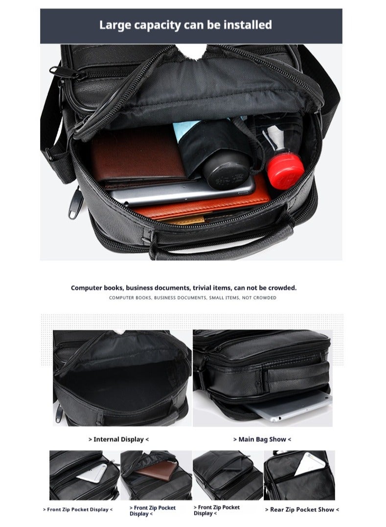 New crossbody bag men's fashionable casual cowhide handbag briefcase  - Image 4